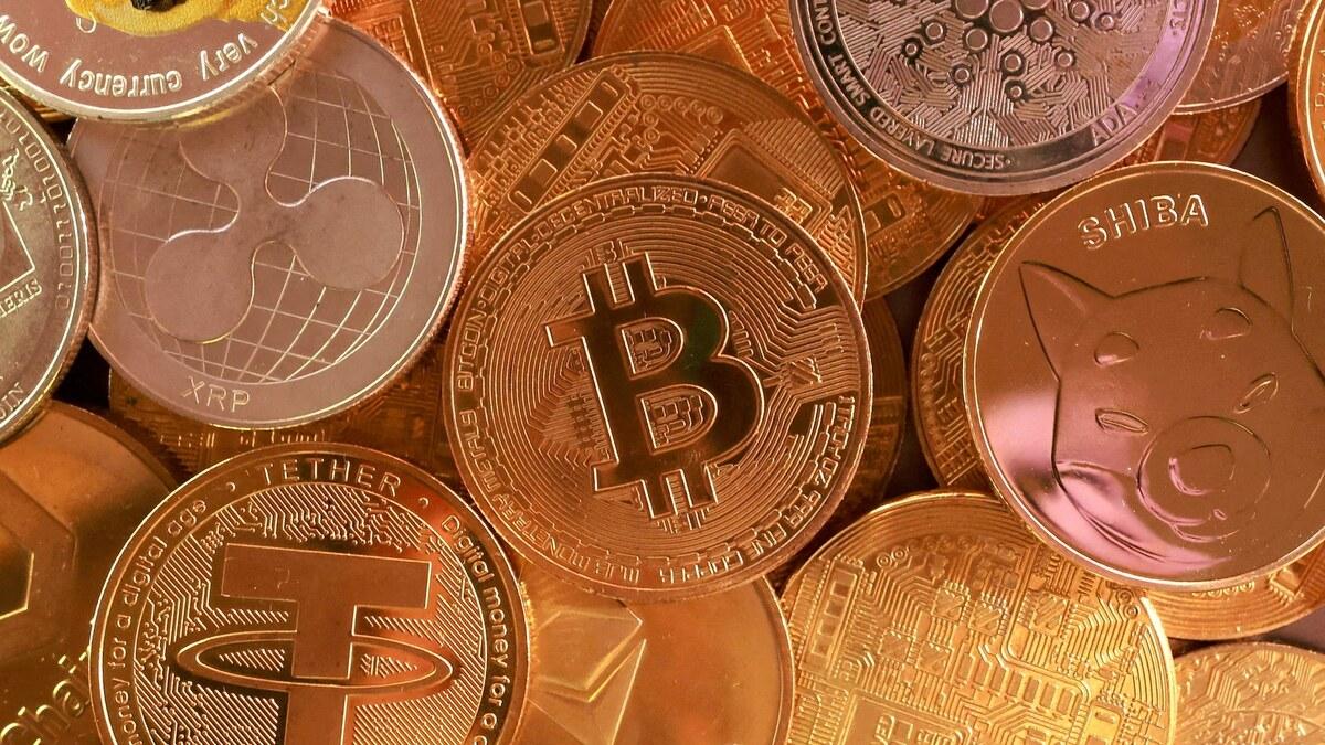 Illustration representing cryptocurrencies and digital tokens
