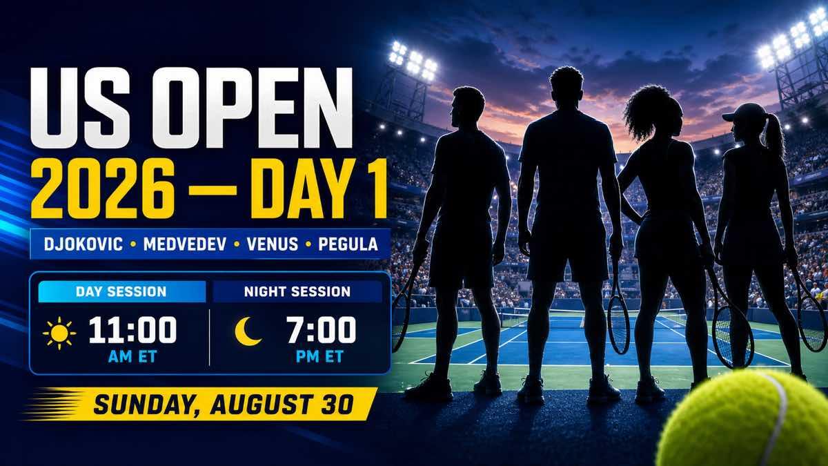US Open 2026 Day 1 schedule at Arthur Ashe Stadium