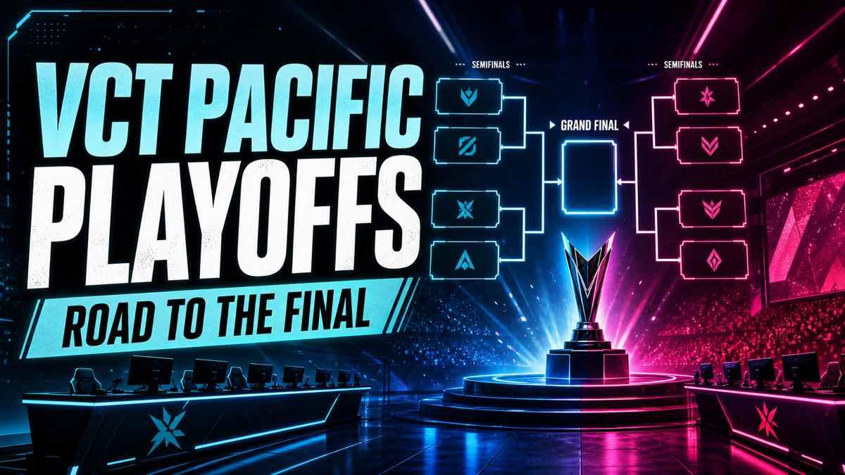 Valorant esports arena in Busan with VCT Pacific playoff bracket
