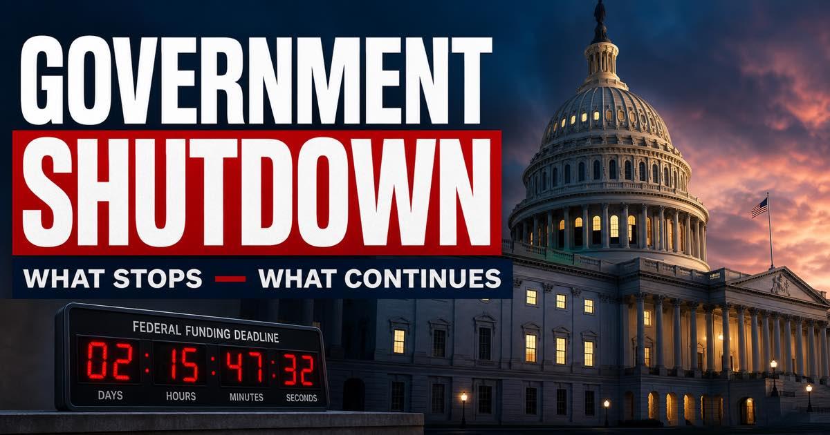 The US Capitol beside a federal funding deadline countdown