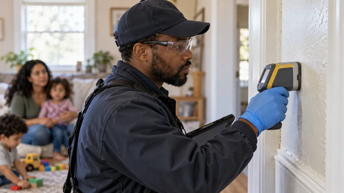 Public-health worker checking household paint and consumer products for lead hazards