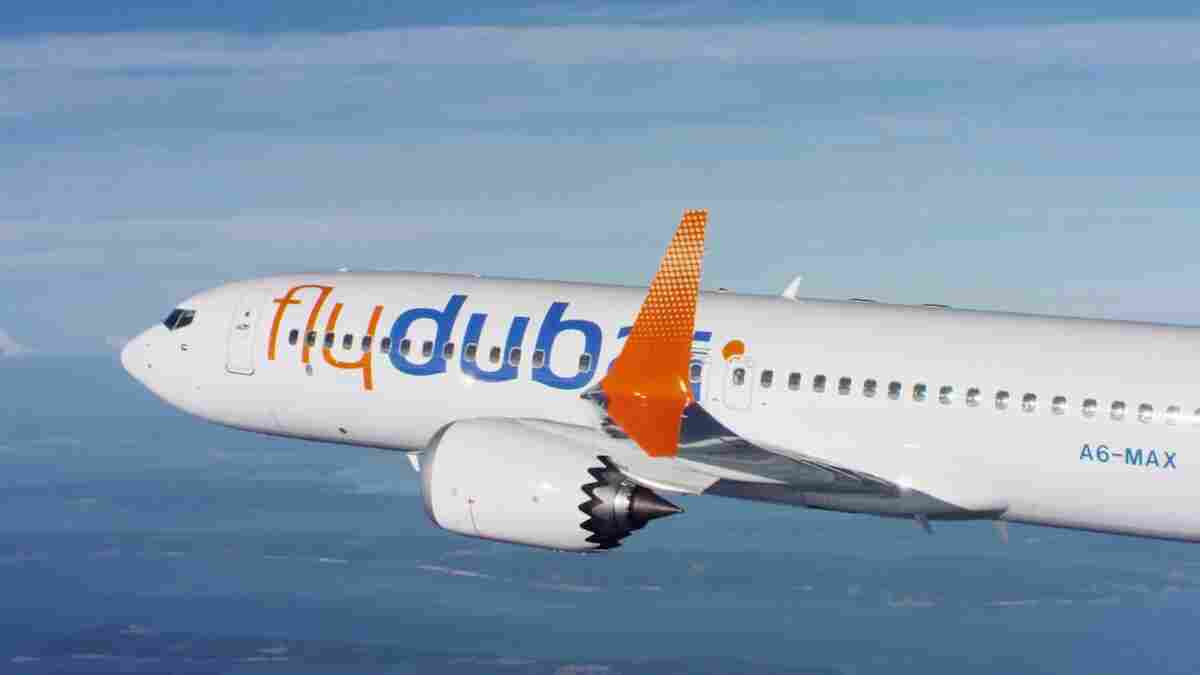 A flydubai Boeing 737 MAX 8 in an official airline video; this is an archival image and not confirmed as flight FZ1073