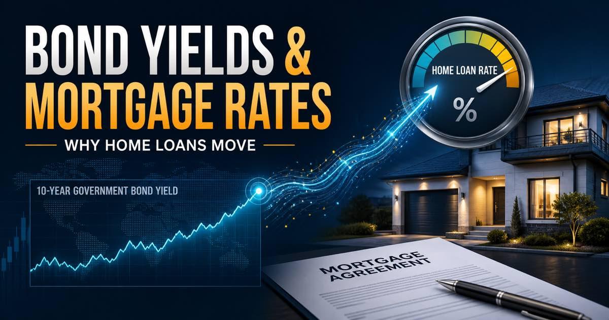 A bond-yield chart connected to a home mortgage rate